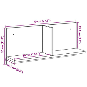 Schwarzer Wandschrank, 70x16,5x30 cm