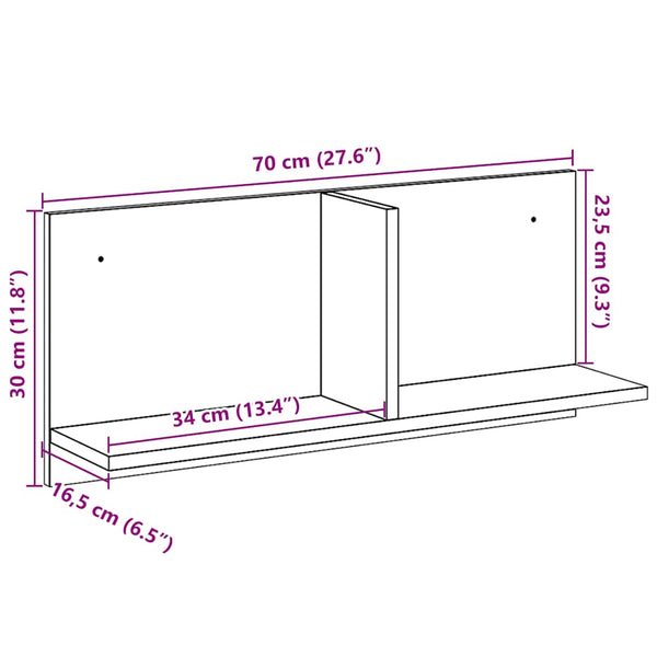 Schwarzer Wandschrank, 70x16,5x30 cm