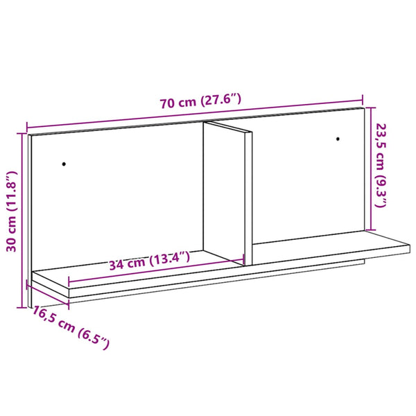 Wandschrank Braun Eichen-Optik 70x30 cm