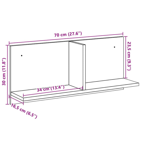 Wandschrank Altholz-Optik 70x30 cm
