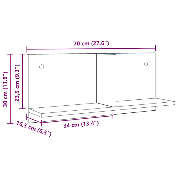 Wandschrank Artisan-Eiche 70x16,5x30 cm