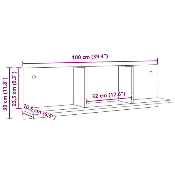 Wandschrank Artisan-Eiche 100x30 cm