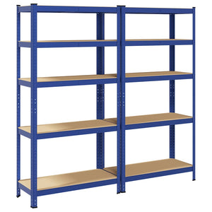 Lagerregale mit 5 Böden, 2er Set, Blau