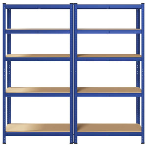 Lagerregale mit 5 Böden, 2er Set, Blau