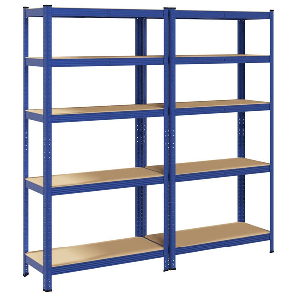 Lagerregale mit 5 Böden, 2er Set, Blau
