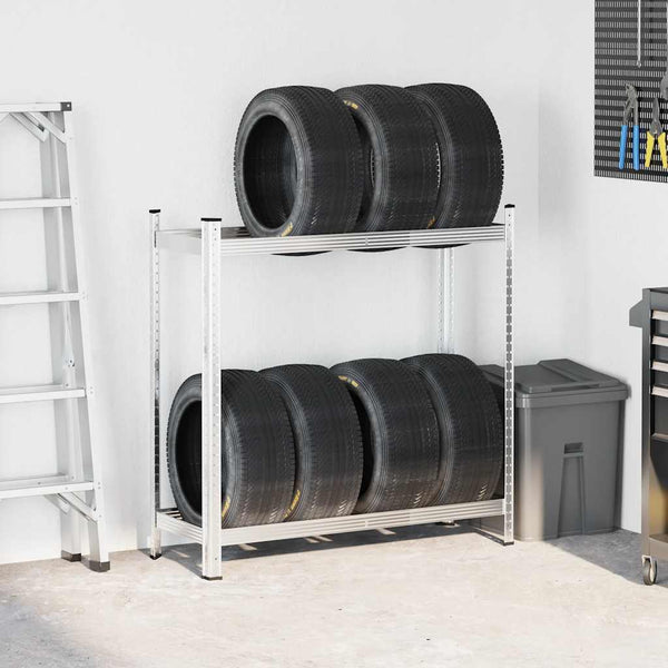 Reifenregal Stahl Silber 110x40x109cm