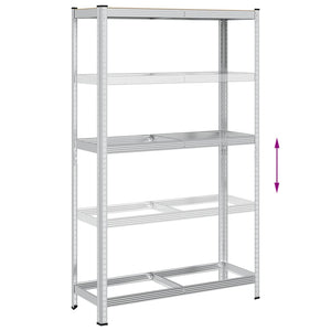 vidaXL Étagère à pneus à 2 niveaux Argentée 110x40x180 cm Acier et bois d'ingénierie