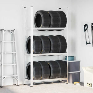 Reifenregal Stahl 110x40x200cm Silber