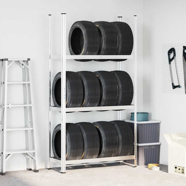 Reifenregal Stahl 110x40x200cm Silber