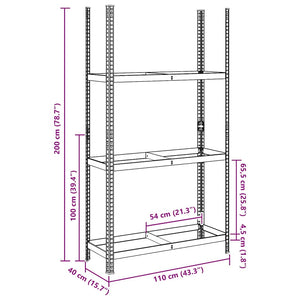 Reifenregal Stahl 110x40x200cm Silber