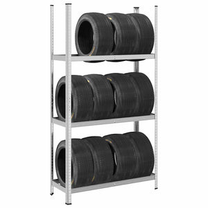 Reifenregal Stahl 110x40x200cm Silber
