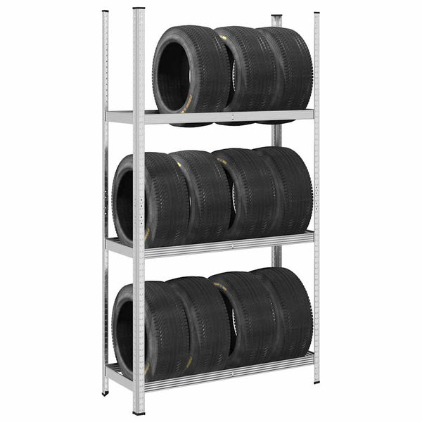 Reifenregal Stahl 110x40x200cm Silber