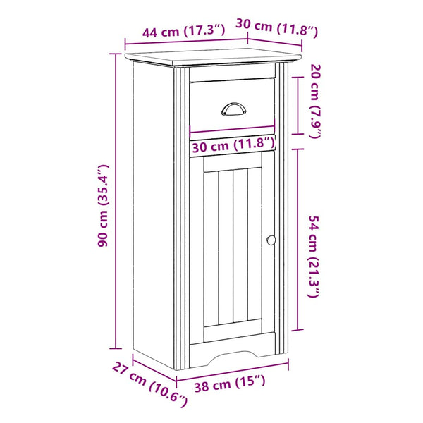 Badschrank BODO Weiß/Braun 44x30x90cm