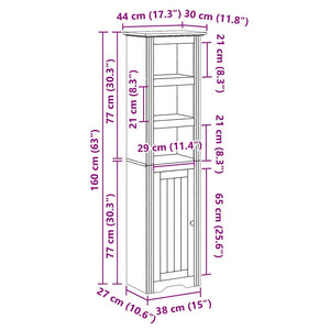 Badschrank BODO Weiß/Braun 44x30x160 cm