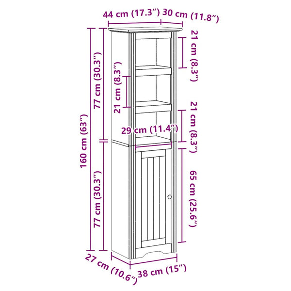 Badezimmerschrank BODO Grau 44x30x160 cm