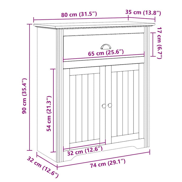 Weißer Flurschrank BODO 80x35x90 cm