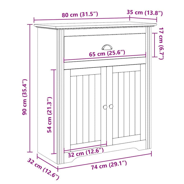 Flurschrank BODO Weiß/Braun 80x35x90cm