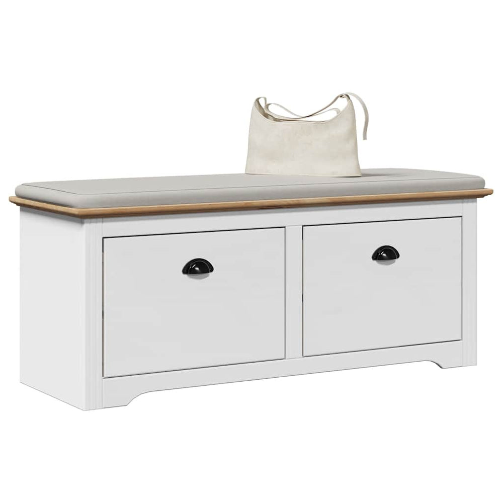 vidaXL Banc d'entrée BODO Blanc et marron 114x40x45 cm