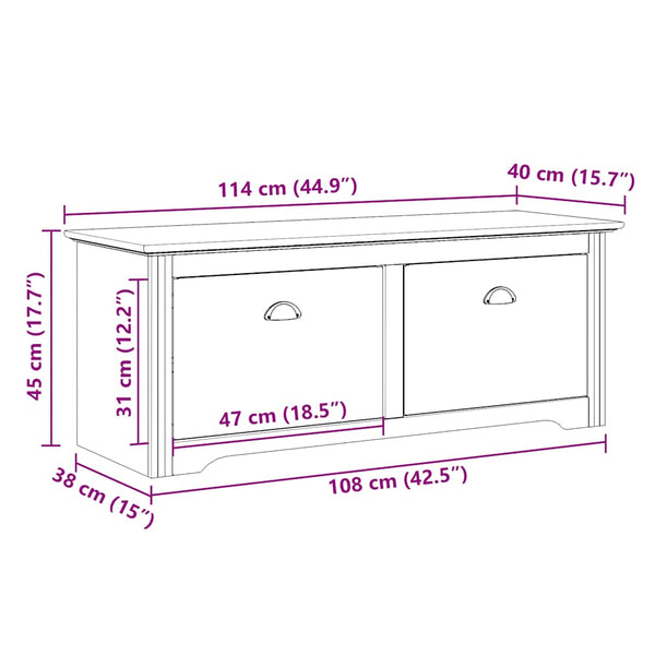 vidaXL Banc d'entrée BODO Gris 114x40x45 cm