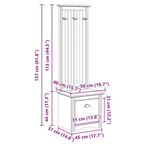 Grauer Flurschrank mit Haken 50x40x157 cm