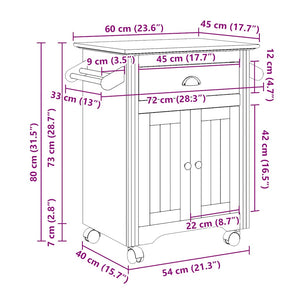 Chariot de cuisine vidaXL BODO Blanc 72x45x80 cm
