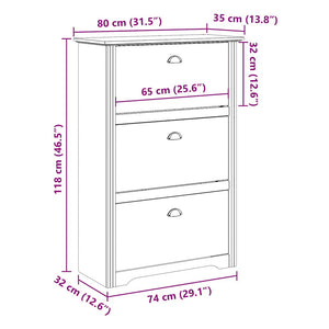Schuhregal Weiß 80x35x118 cm