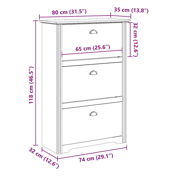 Schuhregal Weiß 80x35x118 cm
