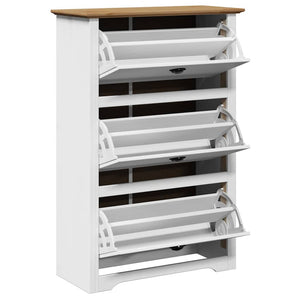 Schuhregal BODO Weiß/Braun 80x35x118 cm
