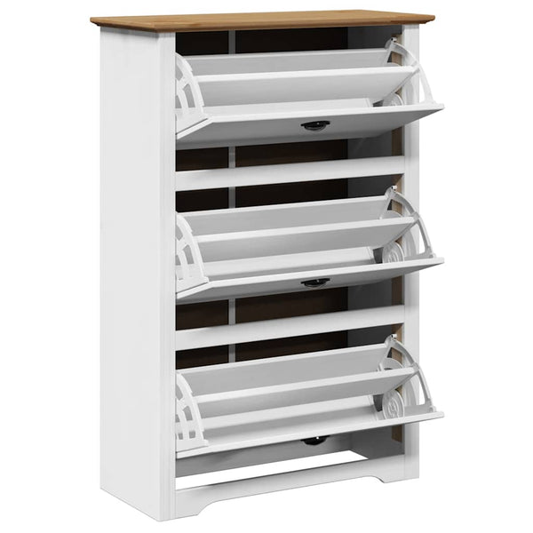 Schuhregal BODO Weiß/Braun 80x35x118 cm