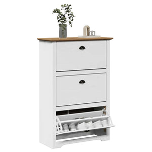 Schuhregal BODO Weiß/Braun 80x35x118 cm