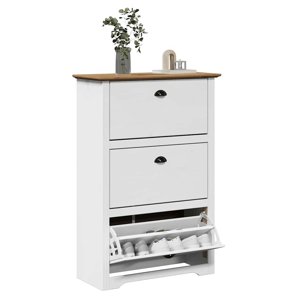 Schuhregal BODO Weiß/Braun 80x35x118 cm