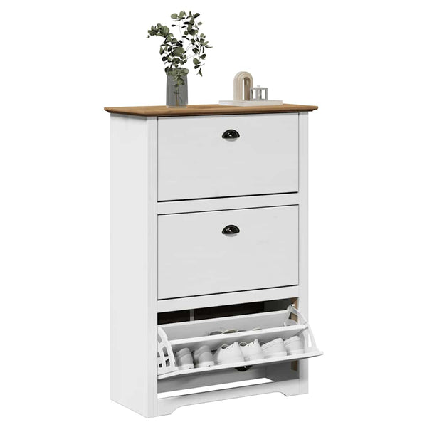 Schuhregal BODO Weiß/Braun 80x35x118 cm