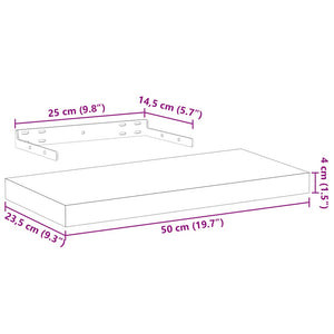 Schweberegale 2er Set, 50cm, Eiche