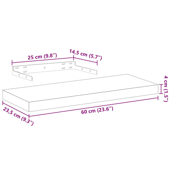 Schweberegale 60x23,5 cm, 4er Set