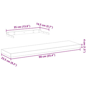 Schweberegale 90x23,5 cm, 2er Set