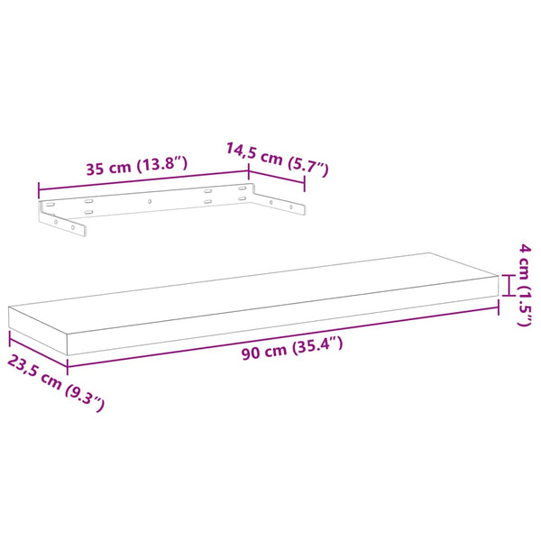 Schweberegale 90x23,5 cm, 2er Set