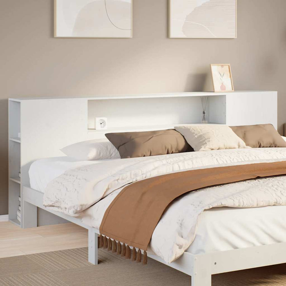 Kopfteil Weiß 200 cm Massivholz Kiefer
