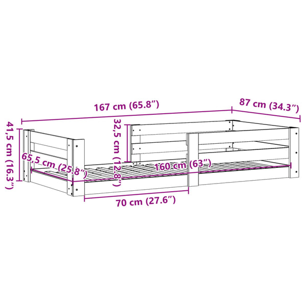 vidaXL Cadre de lit sans matelas Blanc 80x160 cm bois de pin massif