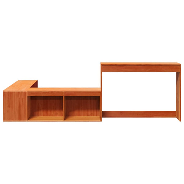 Nachttisch mit Schreibtisch Wachsbraun Massivholz