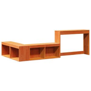 Nachttisch mit Schreibtisch Wachsbraun Massivholz