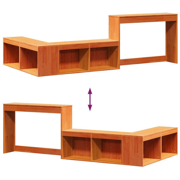 Nachttisch mit Schreibtisch Wachsbraun Massivholz