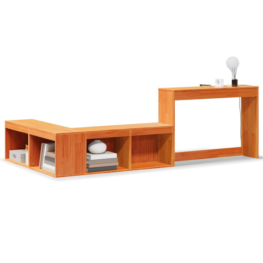 Nachttisch mit Schreibtisch Massivholz Wachsbraun