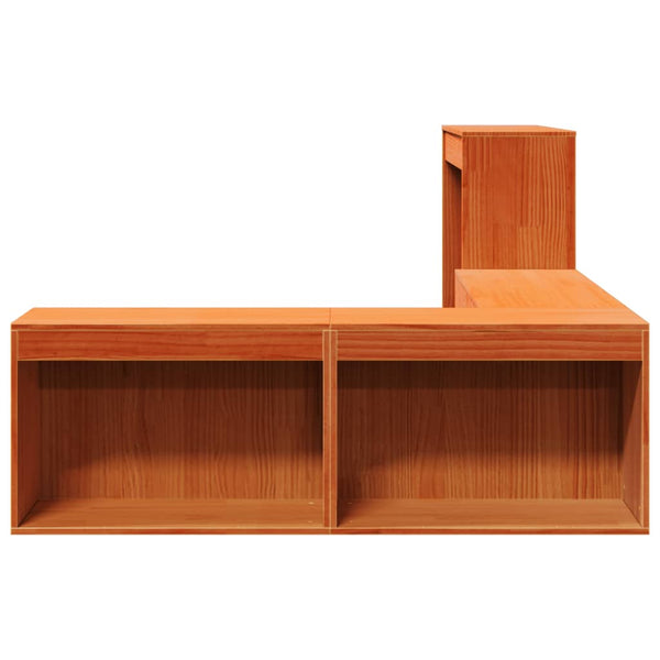 Nachttisch mit Schreibtisch Massivholz Wachsbraun