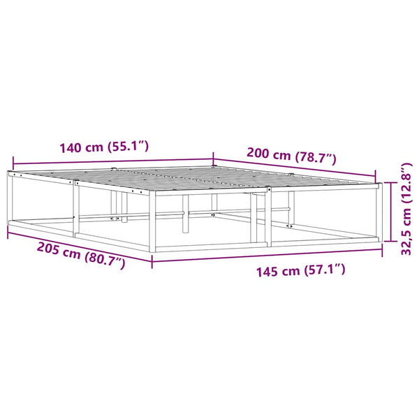 Bettgestell Weiß Metall 140x200 cm