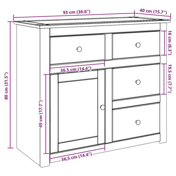 Sideboard Kiefer Massivholz 93x80 cm
