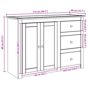 Kiefer Sideboard mit Schubladen 112 cm
