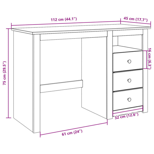 Massivholz Schreibtisch Kiefer 112 cm