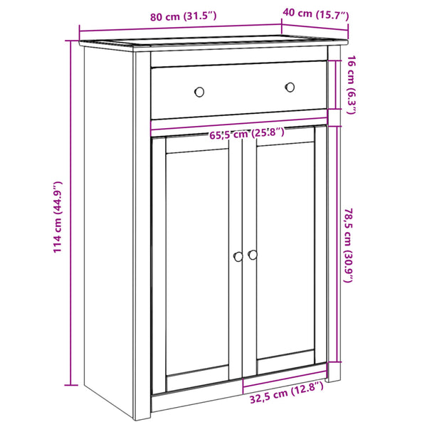 Massivholz Schuhschrank Kiefer 80x114 cm