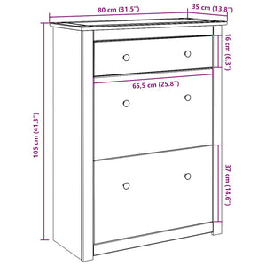 Massivholz Schuhschrank Kiefer 80x105 cm