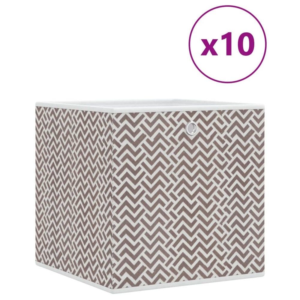 vidaXL Boîtes de rangement pliantes 10 pcs Marron 32x32x32 cm Non-tissé